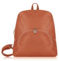 Italian handmade soft grainy leather backpack in burnt orange with silver-tone hardware | MERLEORA
