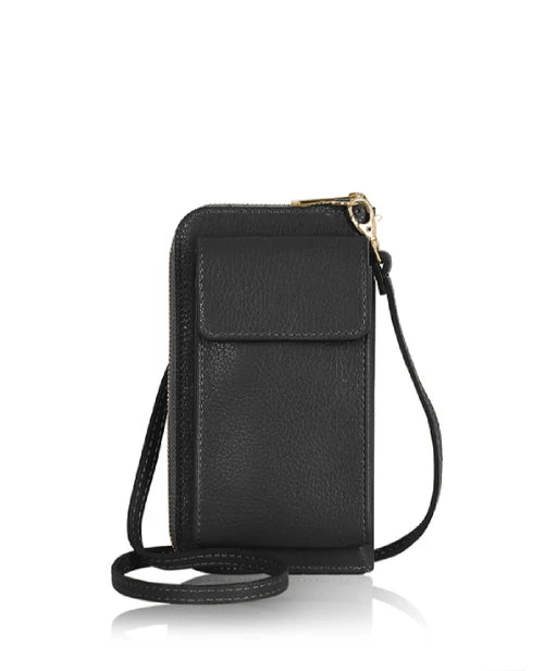 Black Genuine Leather Crossbody Phone Bag – MERLEORA