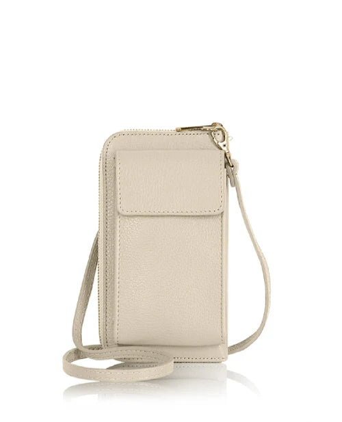 Cream Genuine Leather Crossbody Phone Bag – MERLEORA