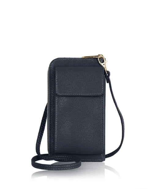 Navy Genuine Leather Crossbody Phone Bag – MERLEORA