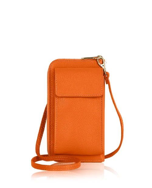Orange Genuine Leather Crossbody Phone Bag – MERLEORA