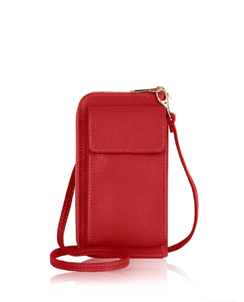Red Genuine Leather Crossbody Phone Bag – MERLEORA