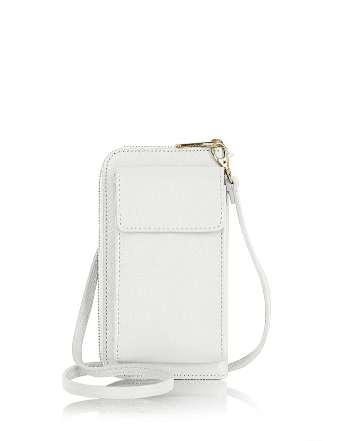White Genuine Leather Crossbody Phone Bag – MERLEORA