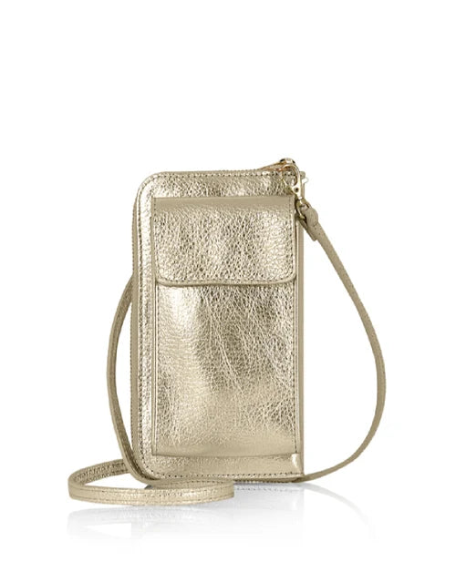 Gold Genuine Leather Crossbody Phone Bag – MERLEORA