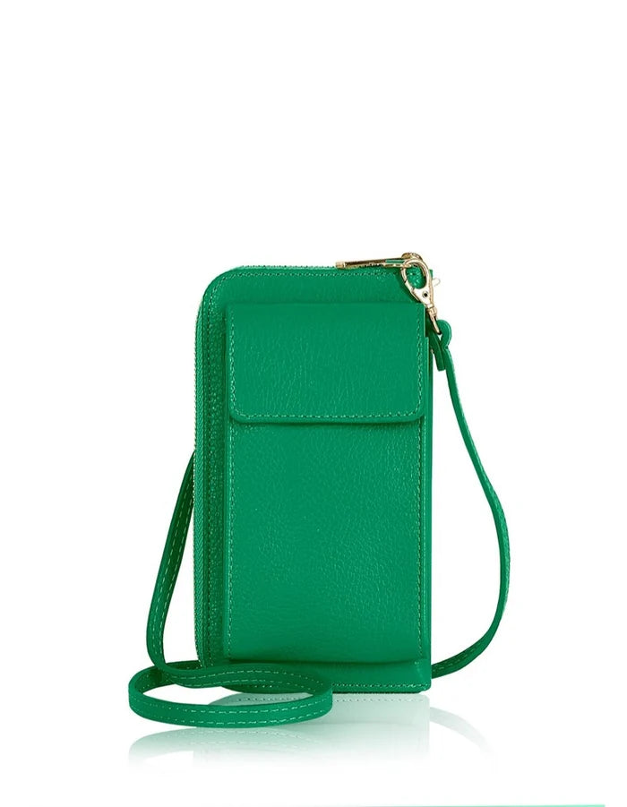 Green Genuine Leather Crossbody Phone Bag – MERLEORA