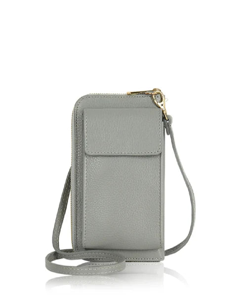 Light Grey Genuine Leather Crossbody Phone Bag – MERLEORA