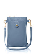 Italian genuine leather crossbody bag with phone pocket in Denim Blue – MERLEORA