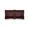 Burgundy: Burgundy Italian genuine leather glasses pouch with gold-tone tab closure, handmade in Italy | MERLEORA