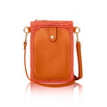 Italian raffia and leather crossbody phone bag in orange with gold-tone hardware | MERLEORA