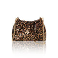 Italian genuine leather leopard print crossbody bag in dark tan leopard print with gold hardware