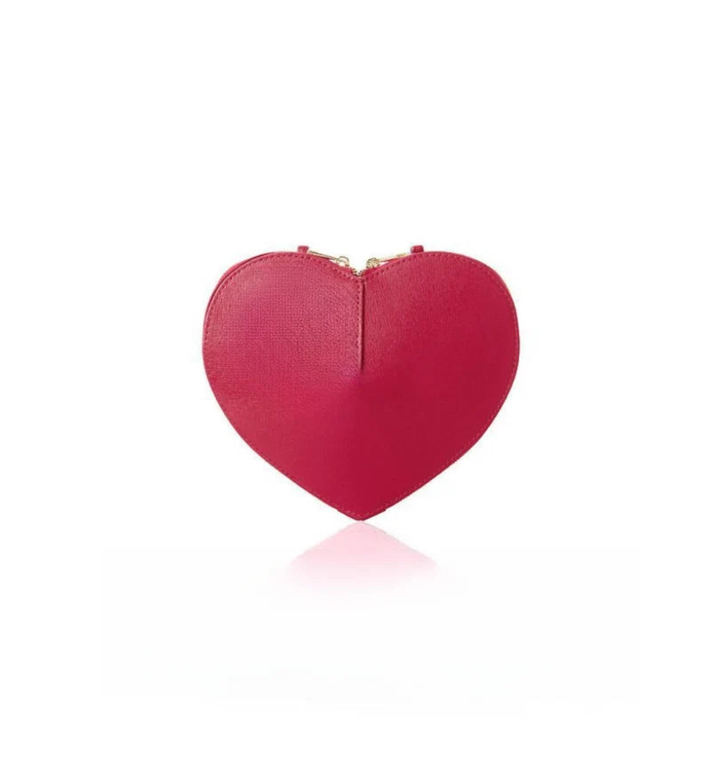 Fuchsia Italian Leather Heart-Shaped Crossbody Bag – MERLEORA