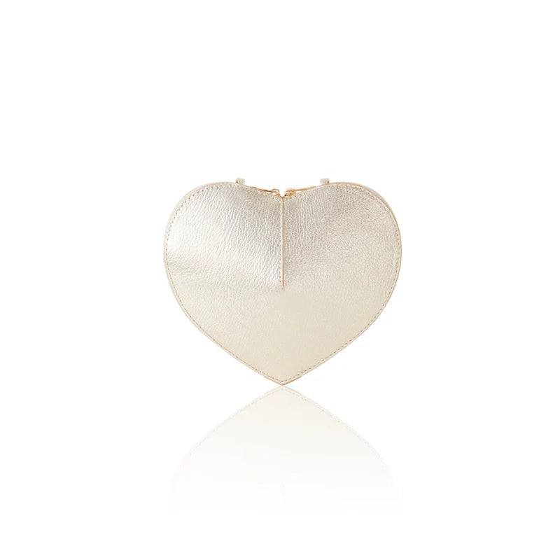 Gold Italian Leather Heart-Shaped Crossbody Bag – MERLEORA