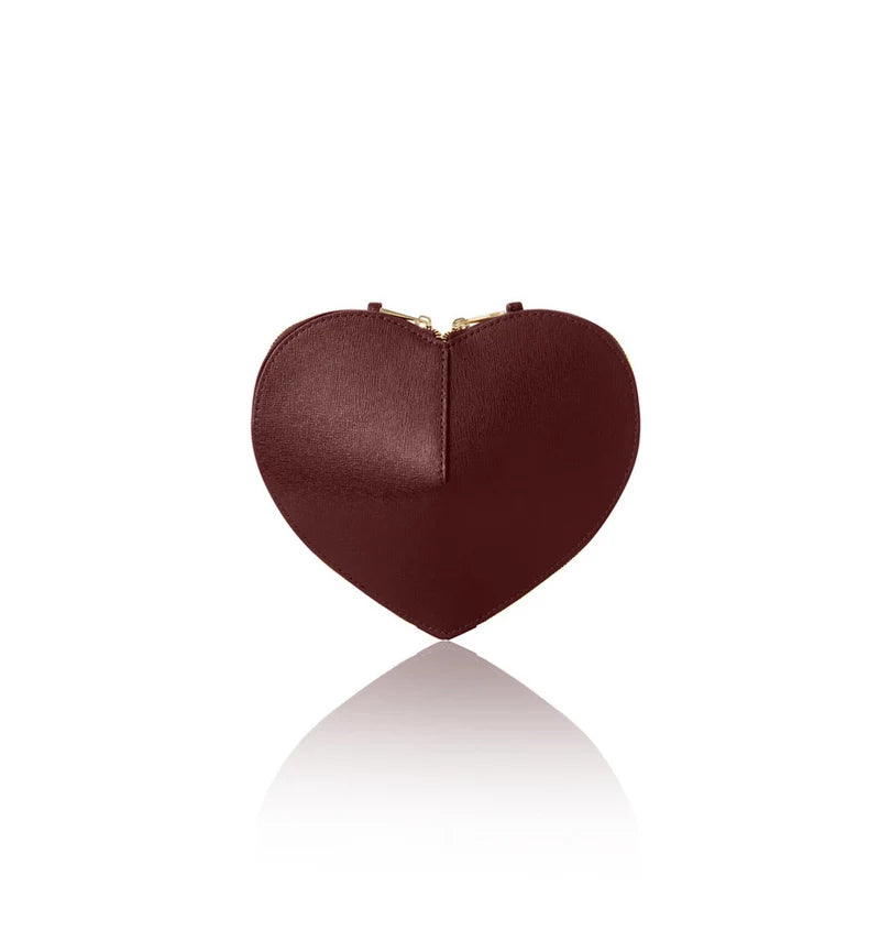 Red Plum Italian Leather Heart-Shaped Crossbody Bag – MERLEORA