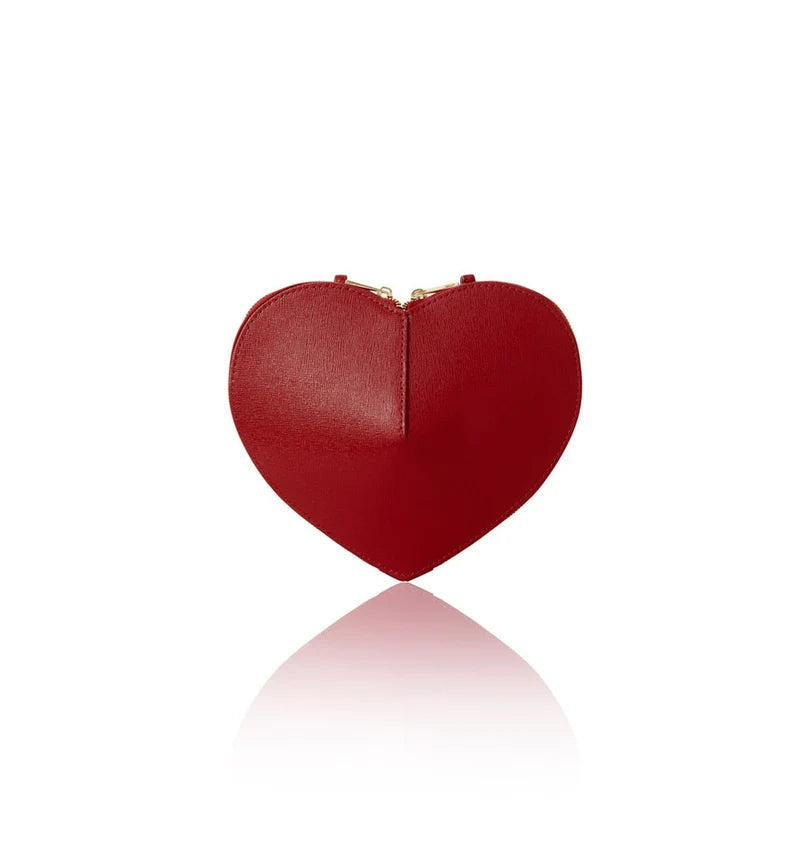 Red Italian Leather Heart-Shaped Crossbody Bag – MERLEORA