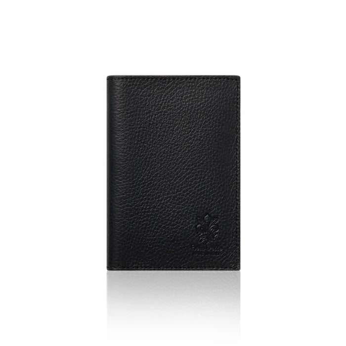 Italian handmade leather passport and card holder in black