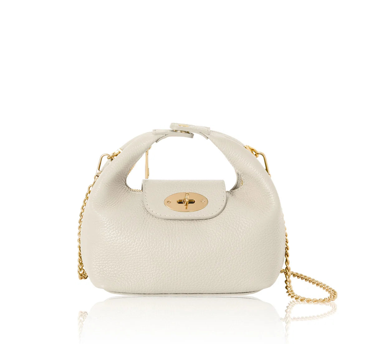 Cream Italian Leather Convertible Mini Bag with Chain Strap – MERLEORA