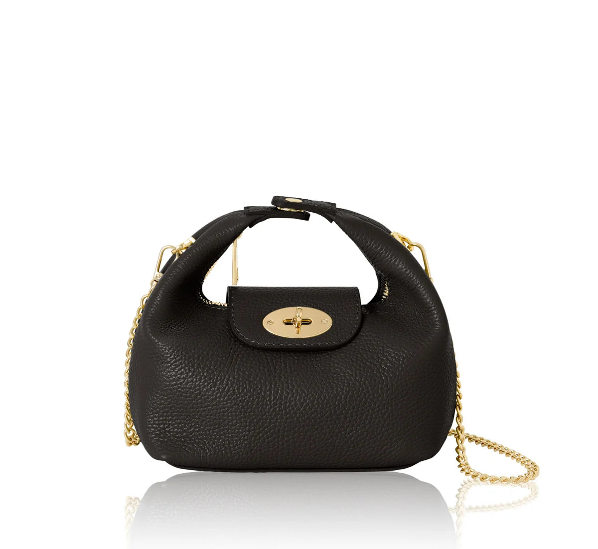 Dark Chocolate Italian Leather Convertible Mini Bag with Chain Strap – MERLEORA
